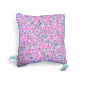 Laura Ashley - Fuchsia Floral Cushion with Blue Trim